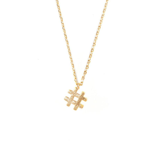 Alphabet Hashtag Gold Necklace - Wanderlust + Co