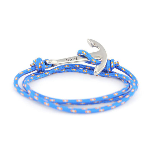 Anchor Wrap Silver & Cobalt Bracelet - Wanderlust + Co